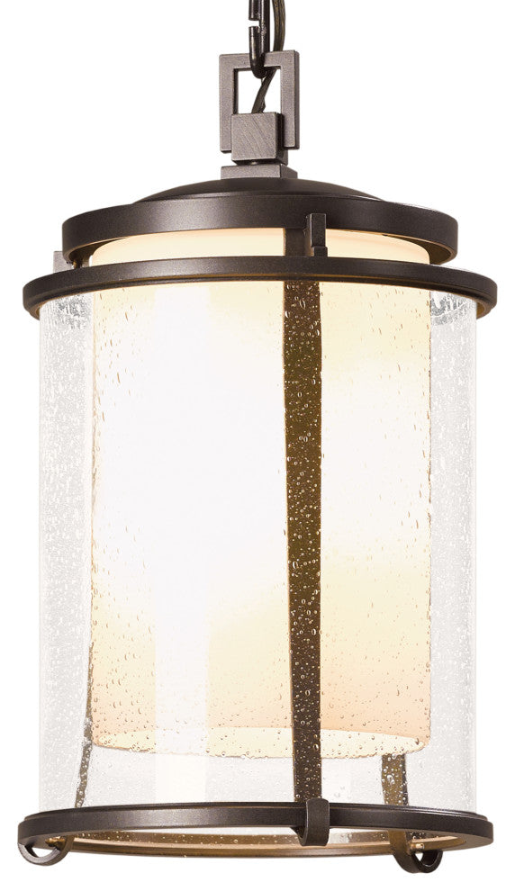 Meridian Outdoor Ceiling Fixture, Coastal Bronze Finish, Opal and Seeded Glass