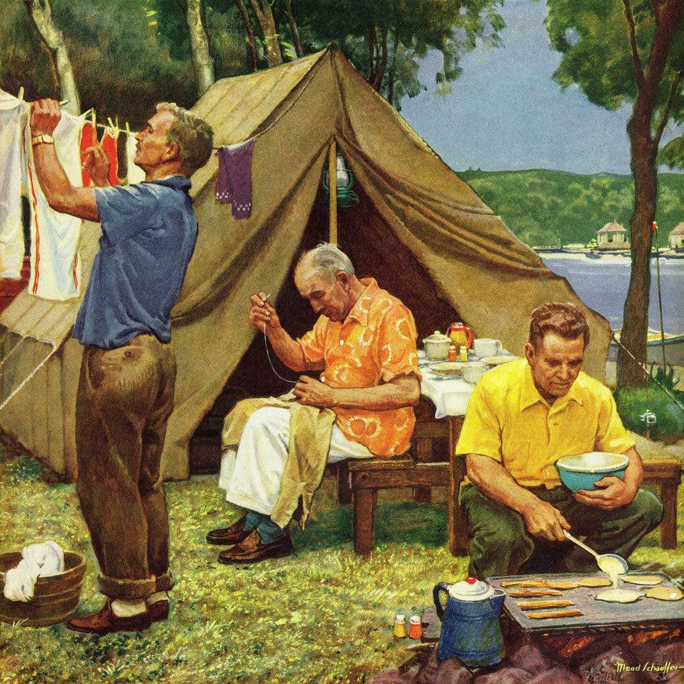 "Three Generations Camping" Print on Canvas by Mead Schaeffer