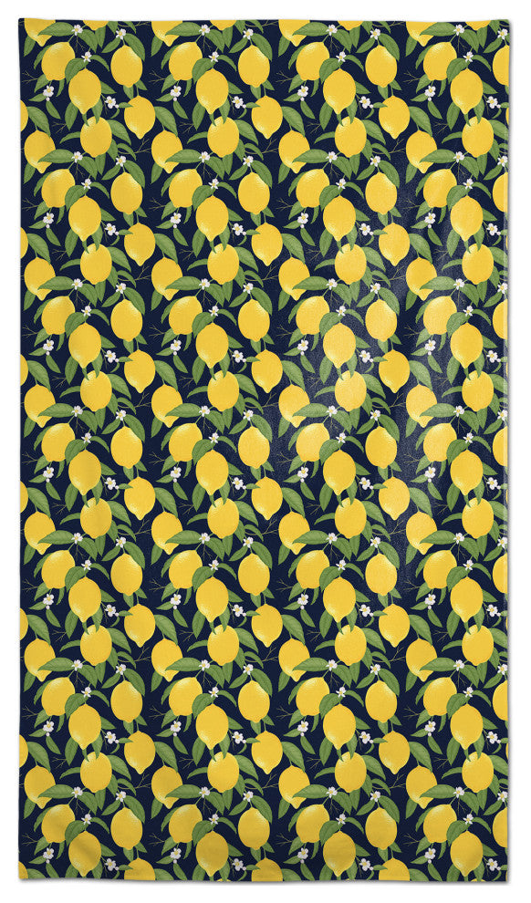 Lemon Pattern Navy 58 x 102 Outdoor Tablecloth