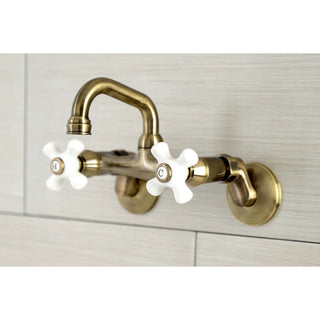 Kingston Brass KS612AB Two-Handle Wall Mount Bar Faucet, Antique Brass