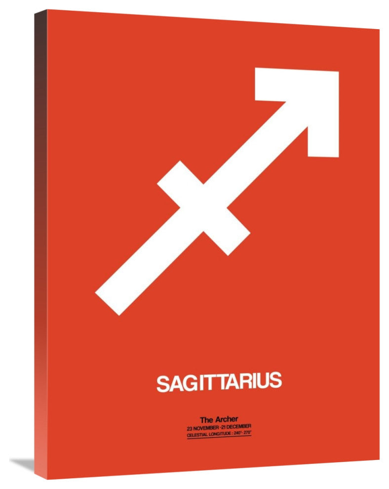 "Sagittarius Zodiac Sign White on Orange" Fine Art Print