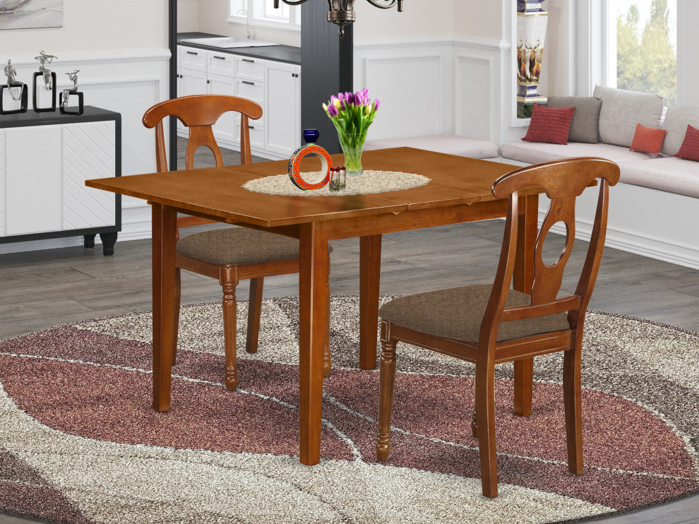 3 Pc Set Milan Featuring Leaf And 2 Fabric Chairs In Saddle Brown