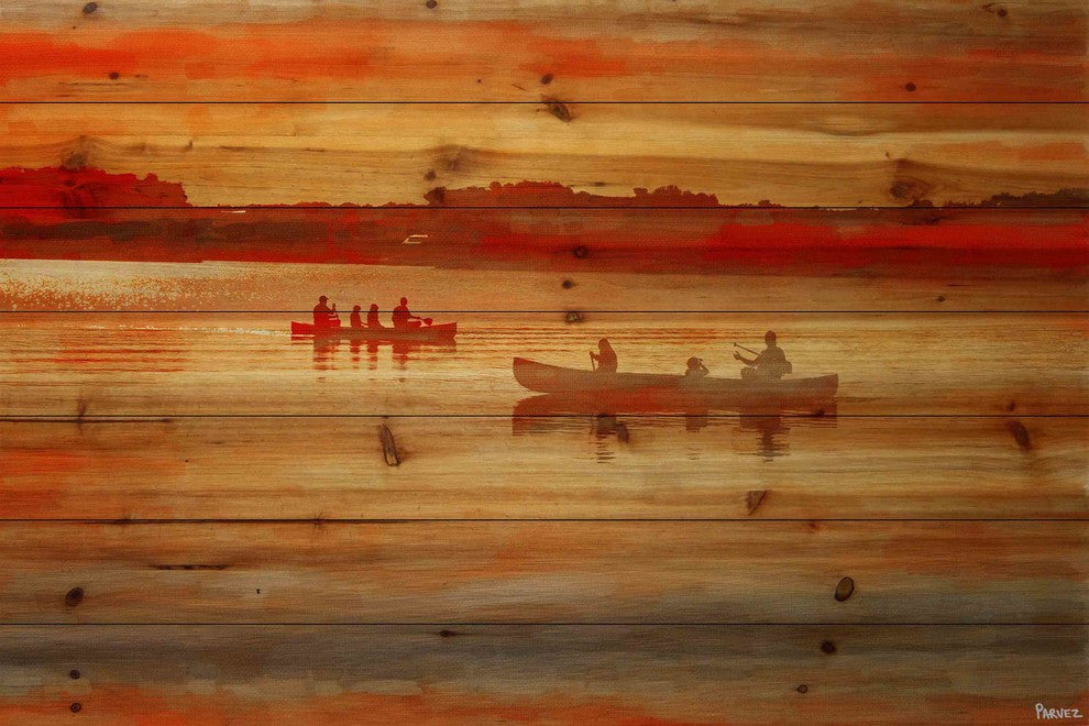 "Lake Lavielle" Painting Print on Natural Pine Wood, 36"x24"