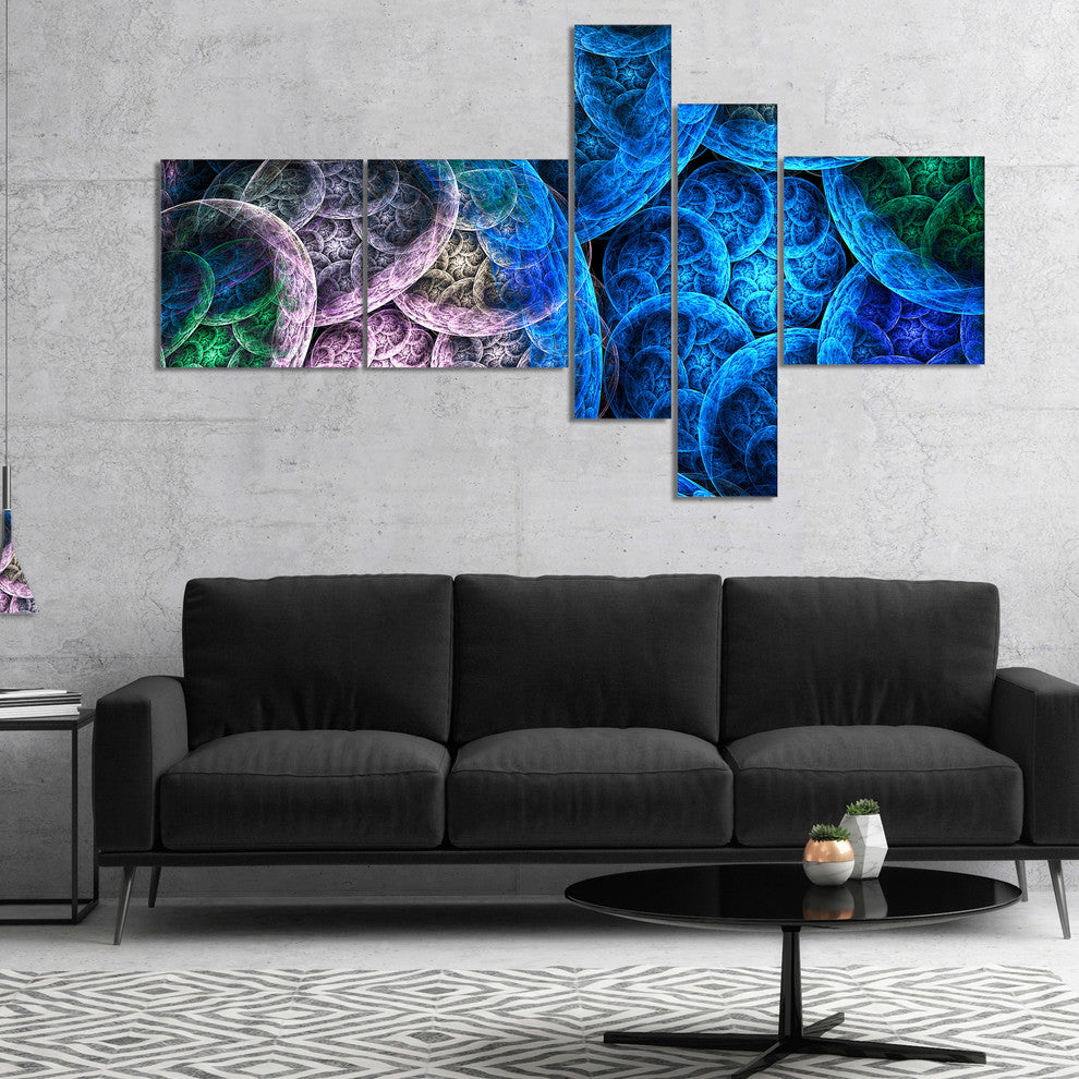 Dramatic Colorful Fractal Clouds, Abstract Canvas Art Print, 60"x32", 5 panels