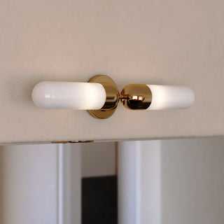 Thalia 24.75" Bath Bar Vanity Light White Glass Shade, Antique Gold