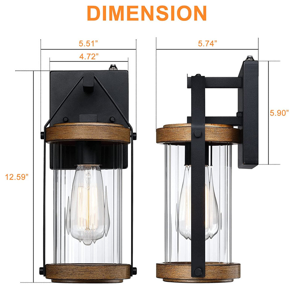 2 Pack Dusk to Dawn Outdoor Wall Light Fixture Exterior Lantern Wall Sconce