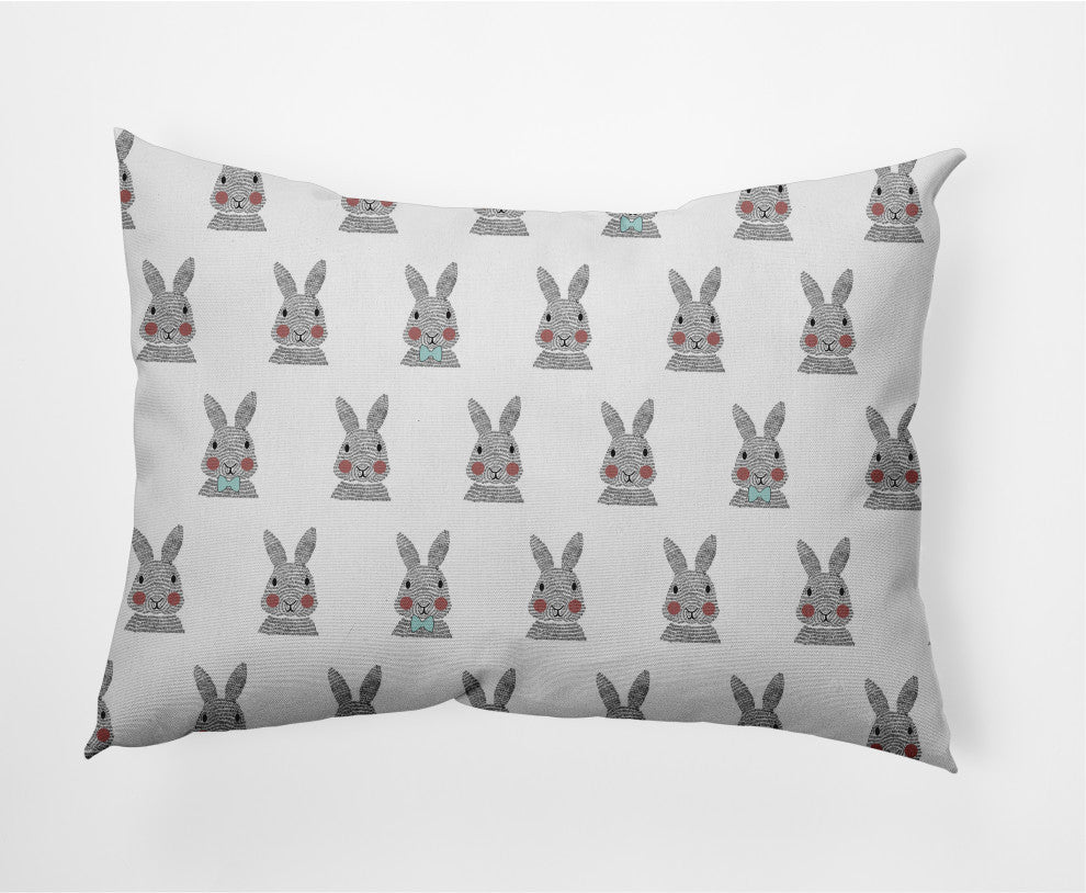 Bunny Fluffle Easter Decorative Lumbar Pillow, Wave Top Blue, 14x20"