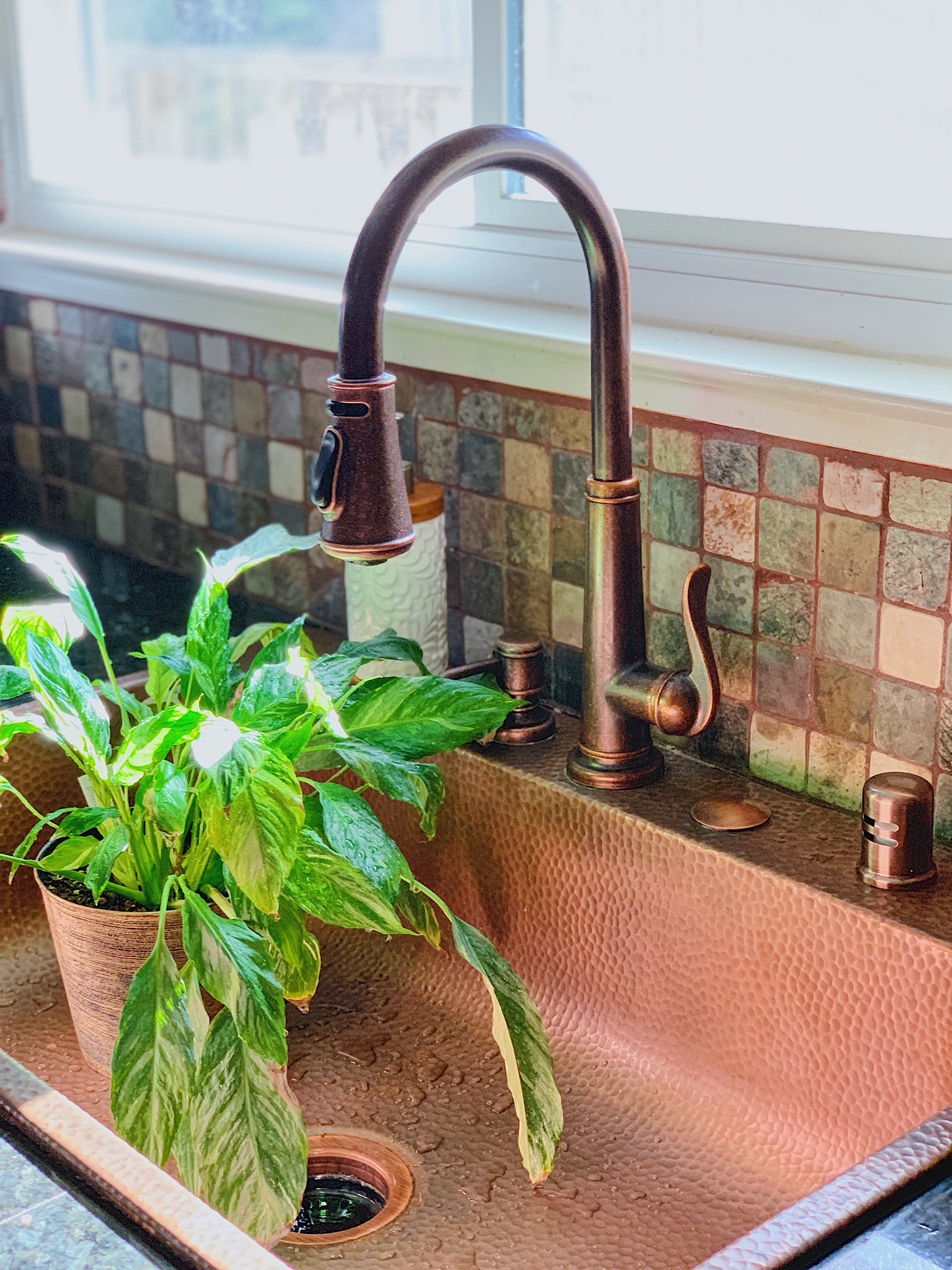 Angelico Copper 33" Single Bowl Drop-In Kitchen Sink with 4 Holes