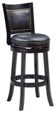 Pemberly Row 31" Contemporary Wood & Faux Leather Swivel Bar Stool in Black