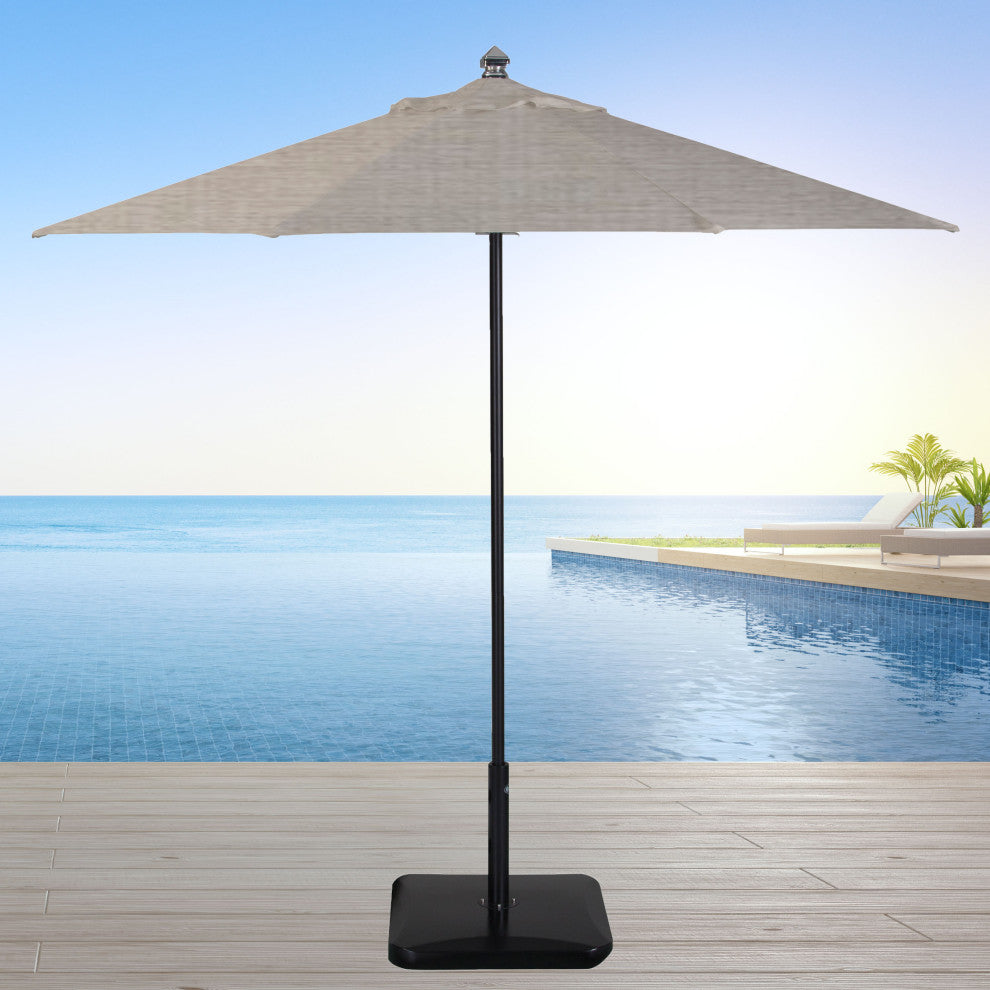 9' Round Flexibe Commercial Umbrella, Black, Cast Silver