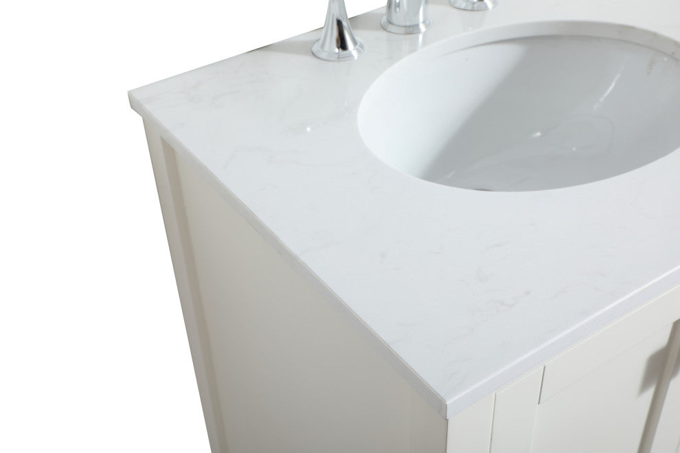 Isabel Single Bathroom Vanity, White, 24", Without Backsplash