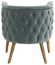Mid Century Gray Velvet Barrel Tub Chair, Button Diamond Tufted Gold Metal Legs