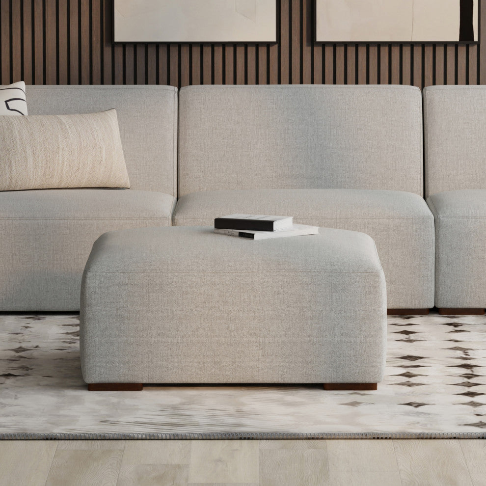 Rex Ottoman in Tightly Woven Performance Fabric, Fully Assembled