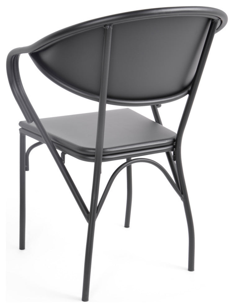 Arthur Desert Outdoor Modern 3 Piece Bistro Set, Matte Black