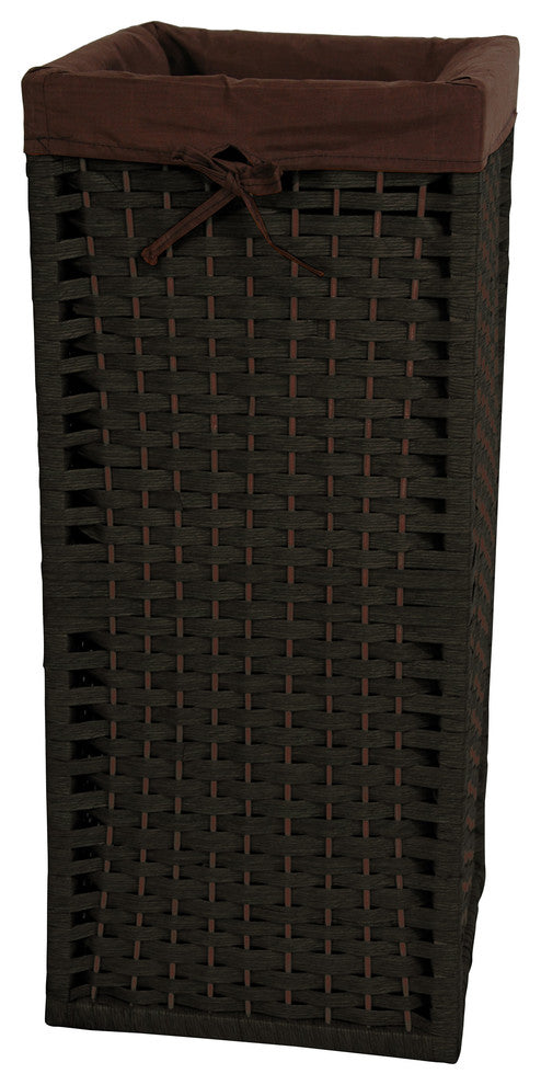 28" Natural Fiber Laundry Hamper, Black