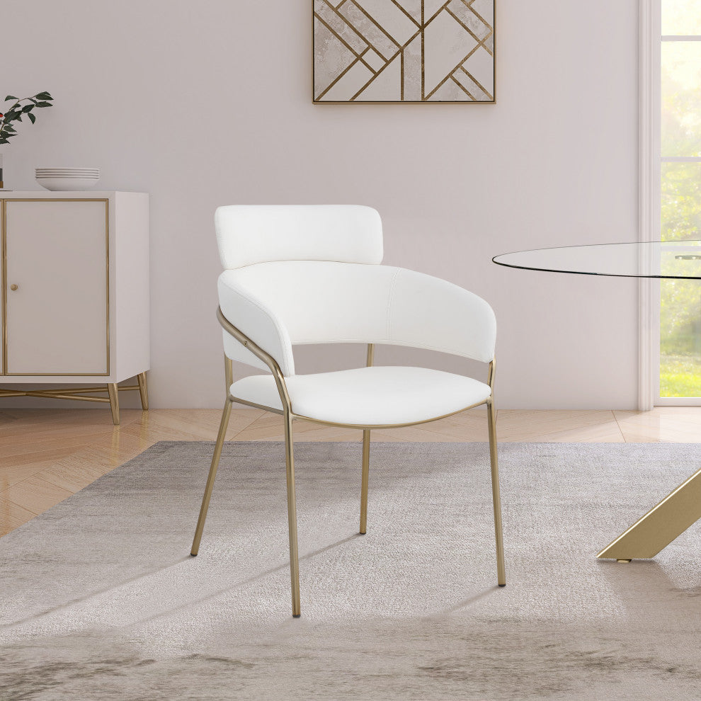 Yara Upholstered Dining Chair (Set of 2), Cream, Vegan Leather