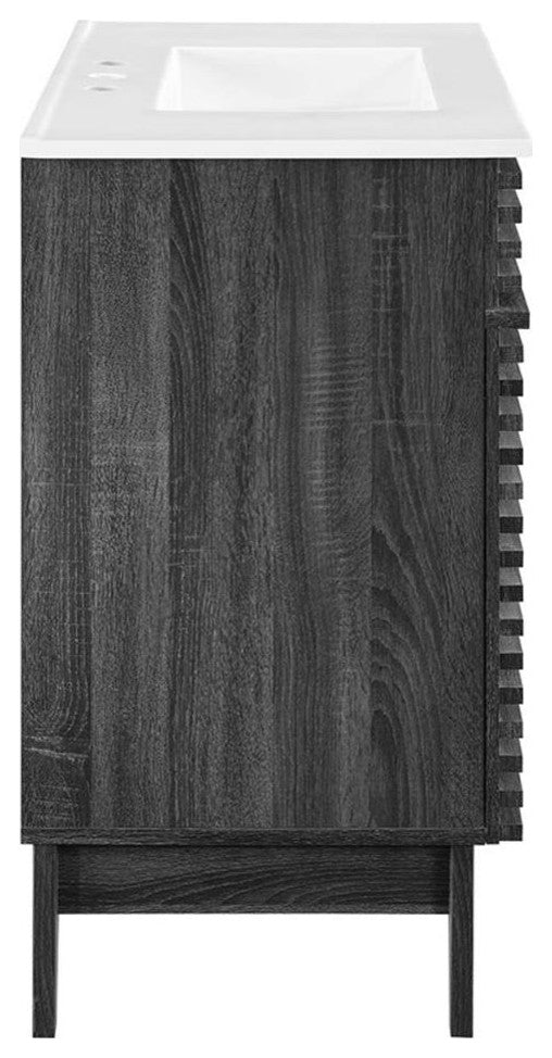 Modway Render 36" MDF and Particleboard Bathroom Vanity in Charcoal/White