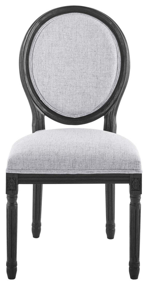 Emanate Vintage French Upholstered Fabric Dining Side Chair Black Light Gray