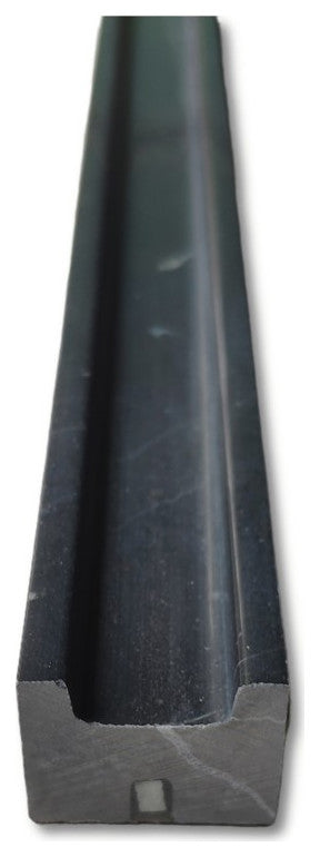 Nero Marquina Black Marble Groove Liner Pencil Trim Molding Polished, 1 piece
