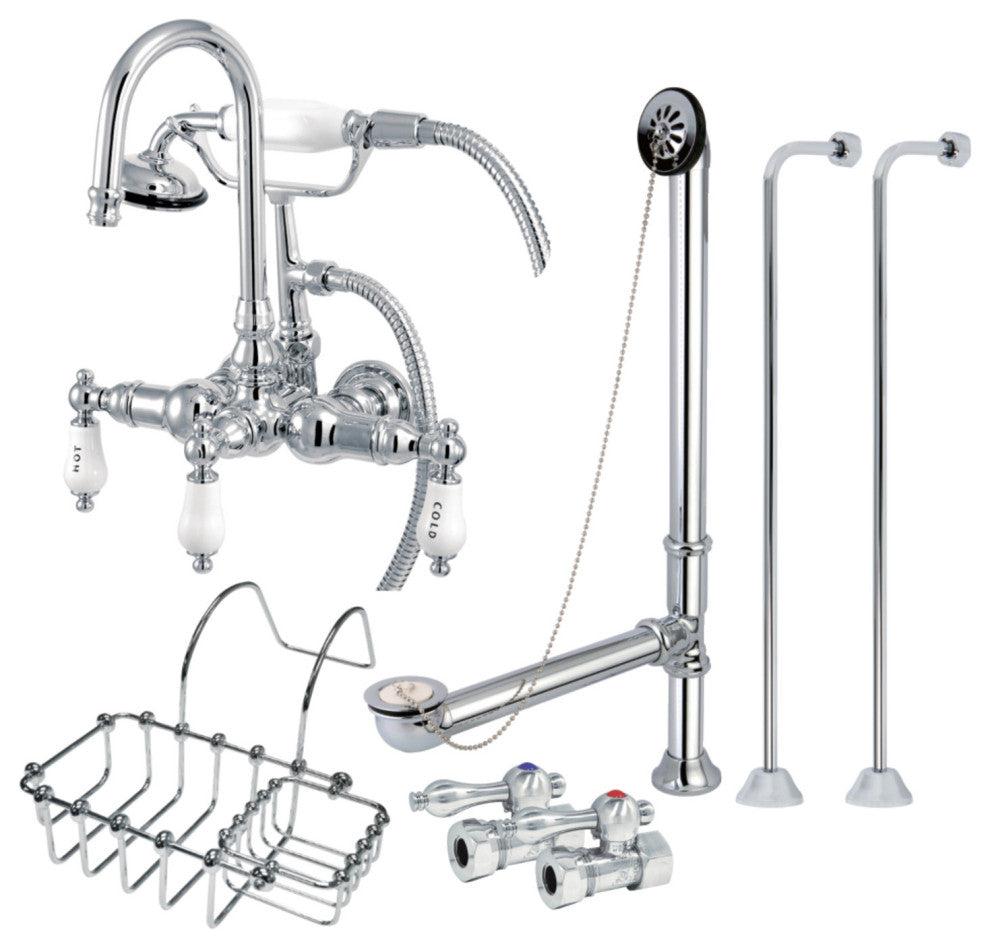 CCK10T1SS-SB Wall Mount Clawfoot Tub Faucet With Supply Line, Polished Chrome