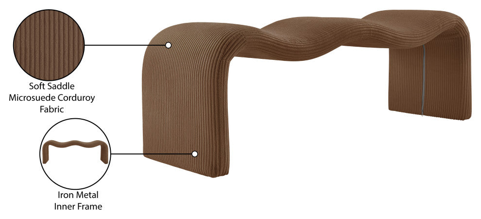 Willow Upholstered Bench, Saddle, Corduroy