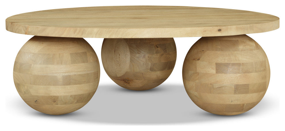 Spherical Coffee Table, Natural, Acacia Wood