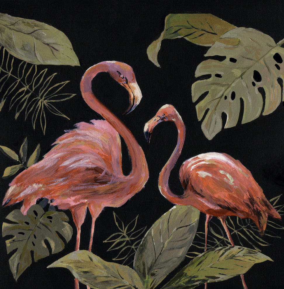 "Flamingo Sweetheart III" Painting Print on Wrapped Canvas, 32"x32"