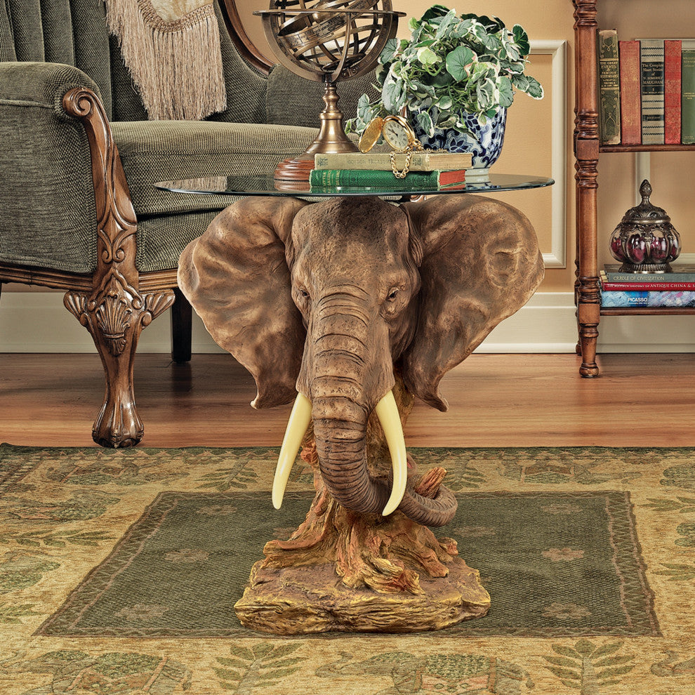 Lord Earl Houghton''s Trophy Elephant Glass-Topped Table