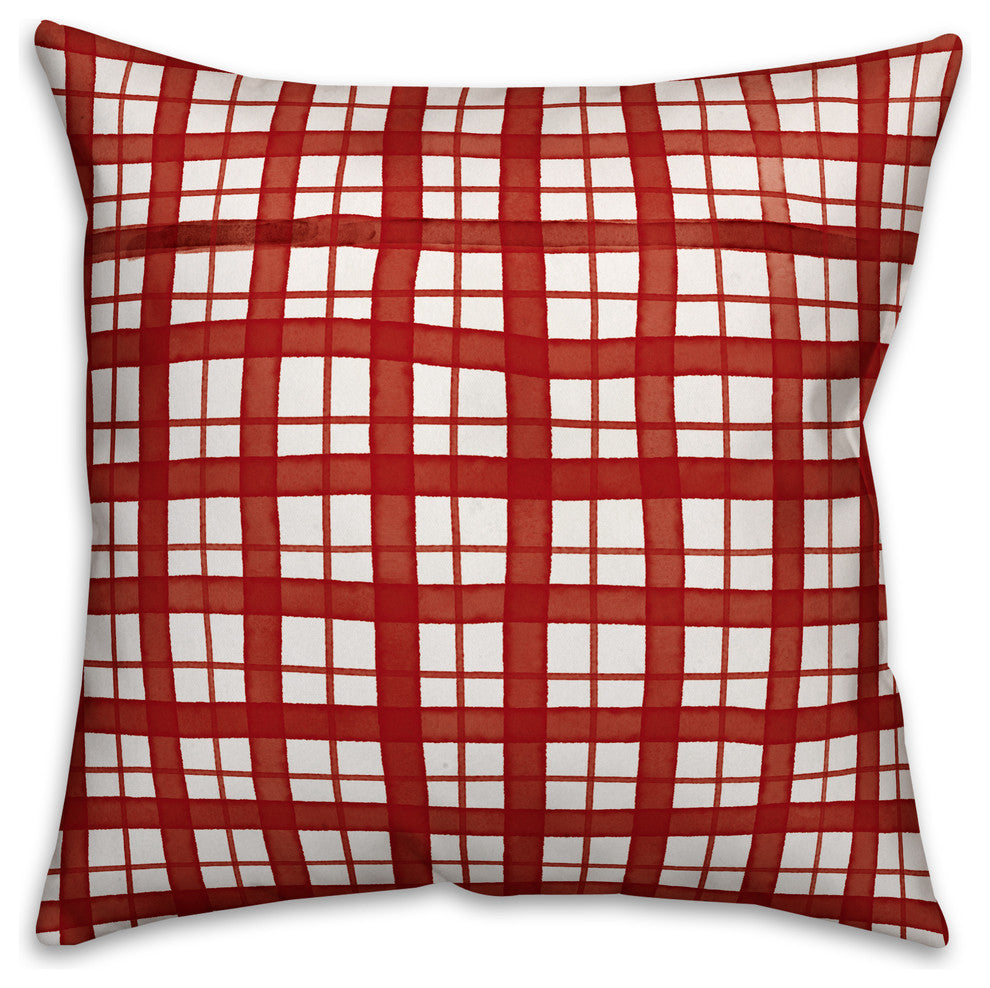 Red Green Plaid 16x16 Spun Poly Pillow