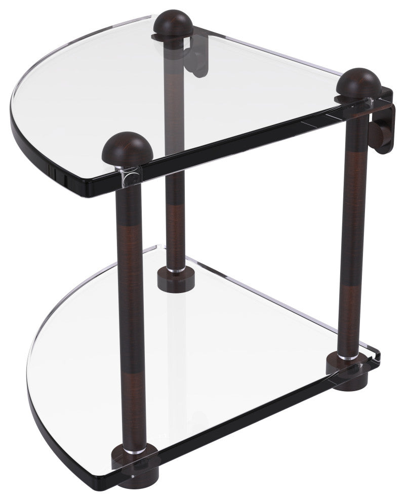 Two-Tier Corner Glass Shelf, Venetian Bronze