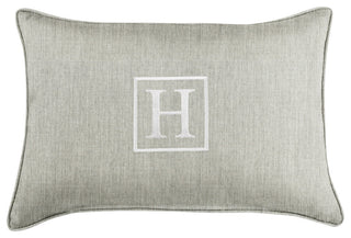 Sunbrella Embroidered Pillow 13"Hx20"Wx6"D, Canvas Granite, Monogram"H"