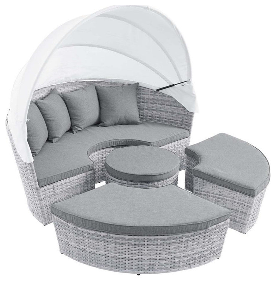 Scottsdale Canopy Outdoor Patio Daybed Light Gray Gray -4442