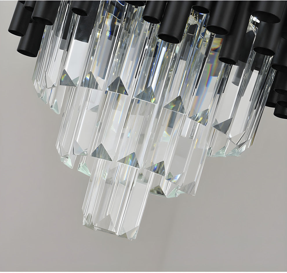 Munsingen | Modern Black Crystal Lighting for Kitchen Island, Cone Crystals, 2 Pcs