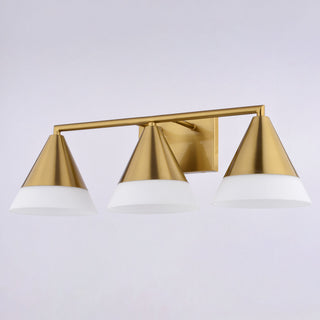 Winthrop 25.25" 3-Light Gold Modern Bathroom Vanity Fixture, White Glass Shade, Harvest Gold