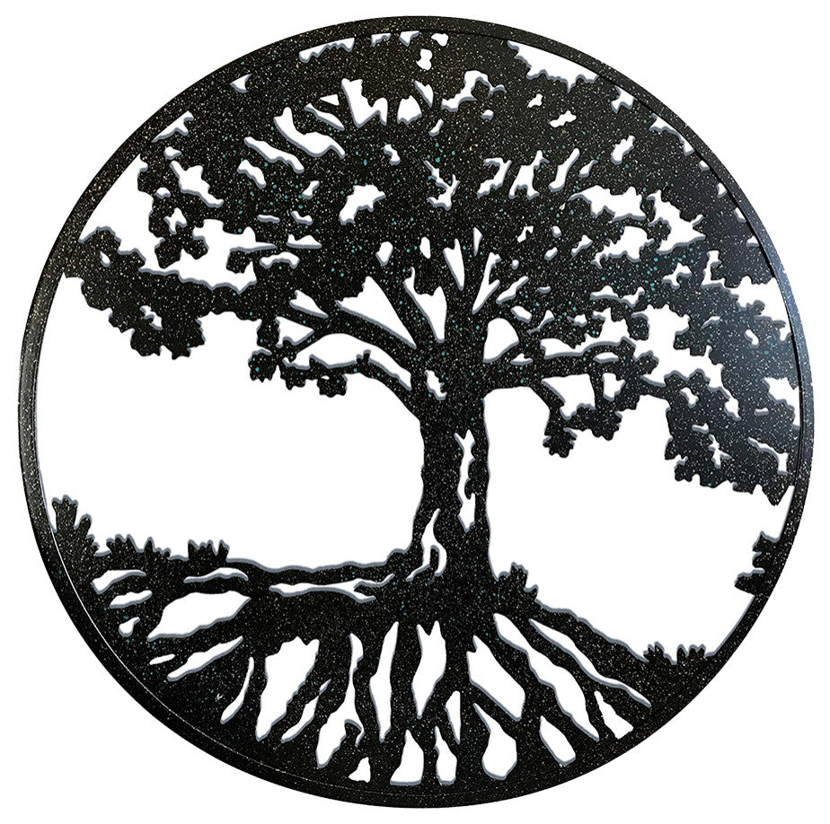 DecorShore 24 in. Round Metal Wall Art Decorative Wall Sculpture Natural Harmony