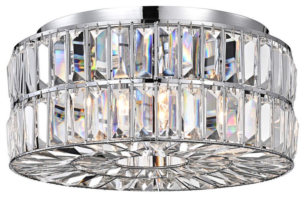 Abigil 4-Light Chrome Crystal Glass Prism Flush Mount