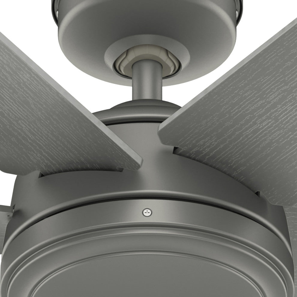Hunter 52" Jetty WeatherMax Wet Rated Ceiling Fan and Wall Control, Matte Silver