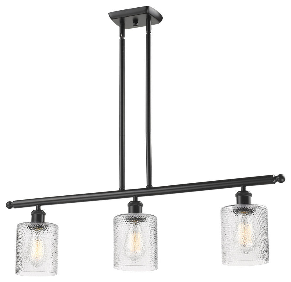 Cobbleskill 3-Light Island Light, Clear Ripple Glass, Oil Rubbed Bronze