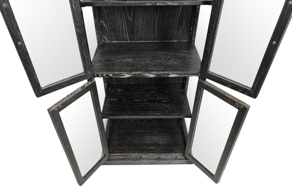 Black and Brass Narrow Display Cabinet