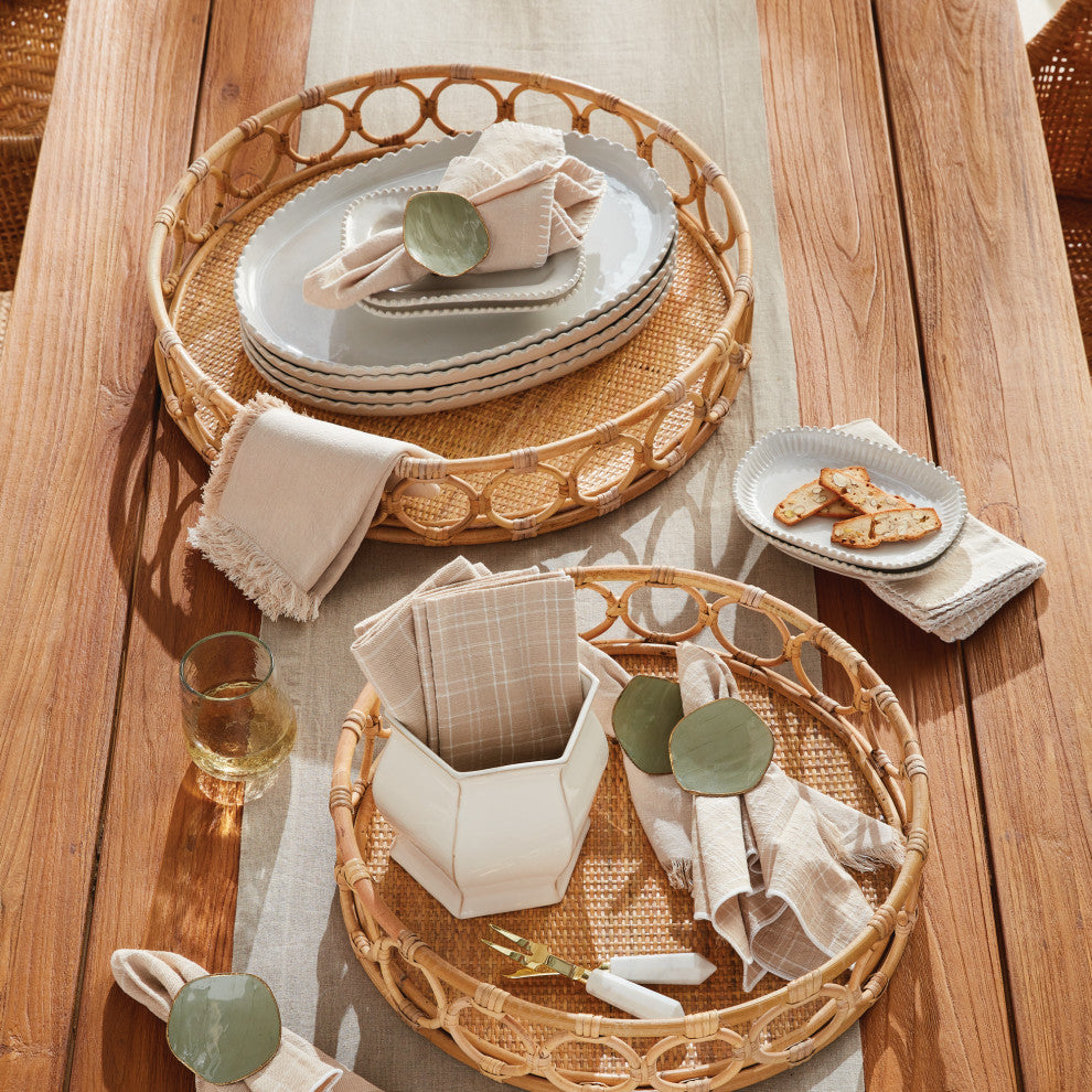 Ninette Rattan Round Trays, Set of 2