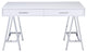 HomeRoots 54" X 22" X 31" White And Chrome Glossy Polyester Desk