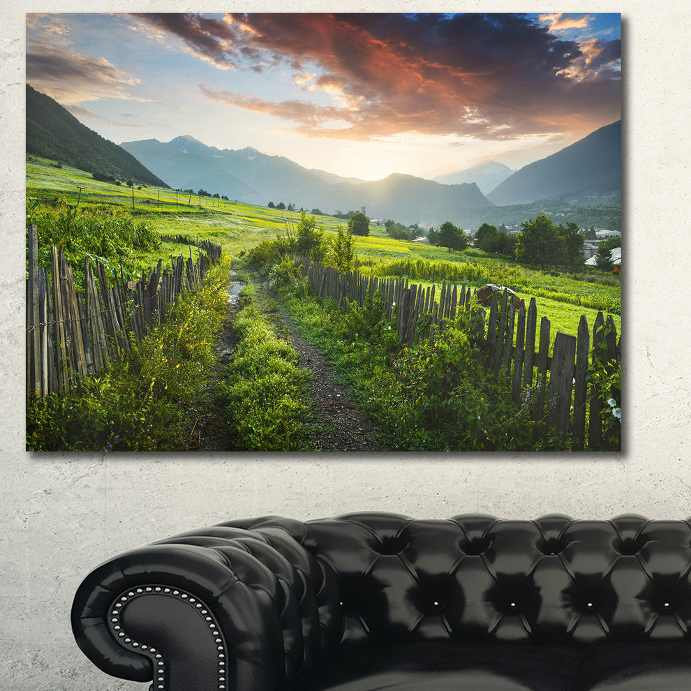 Green Georgian Mountain Valley, Landscape Canvas Art Print, 40"x30"
