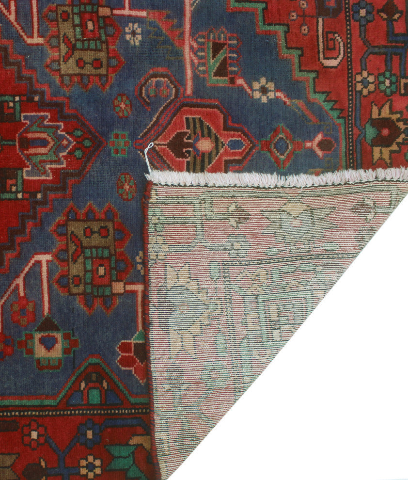 Fine Vintage Distressed Andric Red/Blue Runner, 3'5 x 10'2