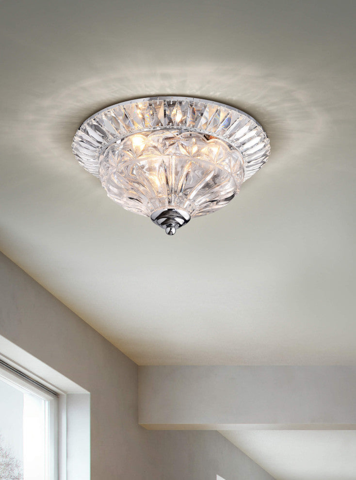 April 3-light Crystal Flush Mount Chandelier