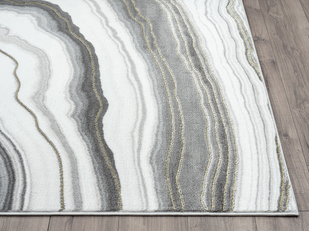 Abani Luna LUN220A Contemporary Grey and Gold Granite Area Rug