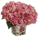 Hydrangea Silk Arrangement With Floral Planter, Pink