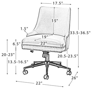 Upholstered Swivel Task Chair With Nailhead Trim, Black