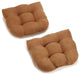 19" U-Shaped Micro Suede Tufted Dining Chair Cushion, Set of 2, Saddle Brown