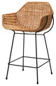 Nusa Counter Stool, Natural Rattan and Black Steel