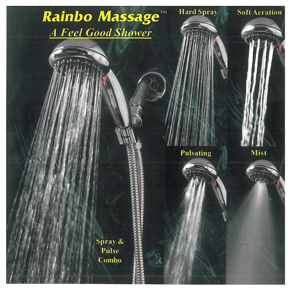 Rainbo Massage 7 Spray Hand Shower System With Wall Bracket, Brushed Nickel